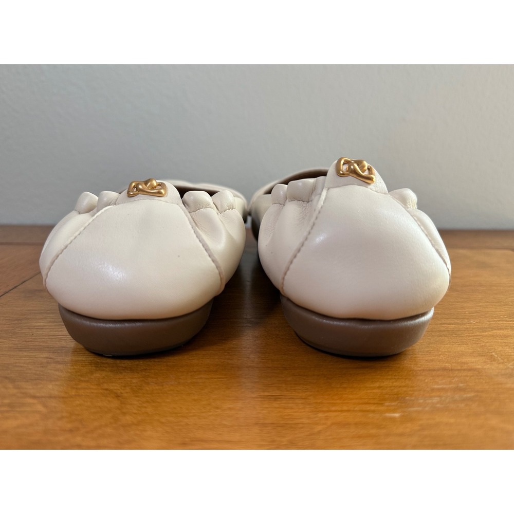 Aerosoles Womens Cream Leather Twisted Knot Elastic Heel Loafers Flats Size 7 - Picture 3 of 7